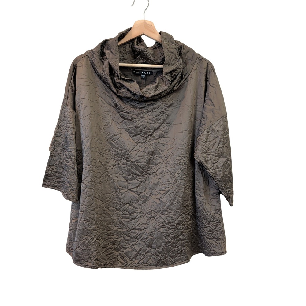 Kozan Bronze Crushed Cowl Top Lagenlook Brown Small Art-To-Wear Avante Garde